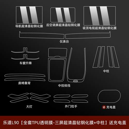 乐道L90导航屏幕钢化膜内饰中控保护贴膜汽车用品B柱大灯配件改装