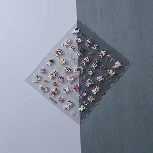 5D Nail Stickers Decals 日系蜡笔小新浮雕美甲贴纸指甲饰品贴花