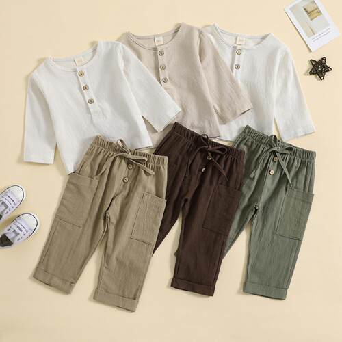 First boys' home clothes three color long pants set