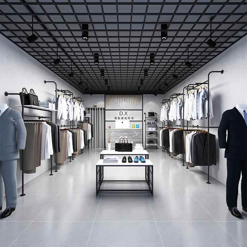 男装店服装展示架上墙挂衣架壁挂式衣服架子铁艺多层鞋包服装架
