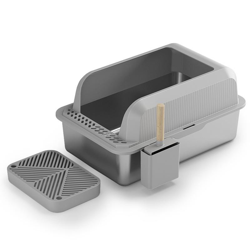 半封闭猫砂盆除臭猫厕所宠物防外溅不锈钢猫砂盆猫厕所