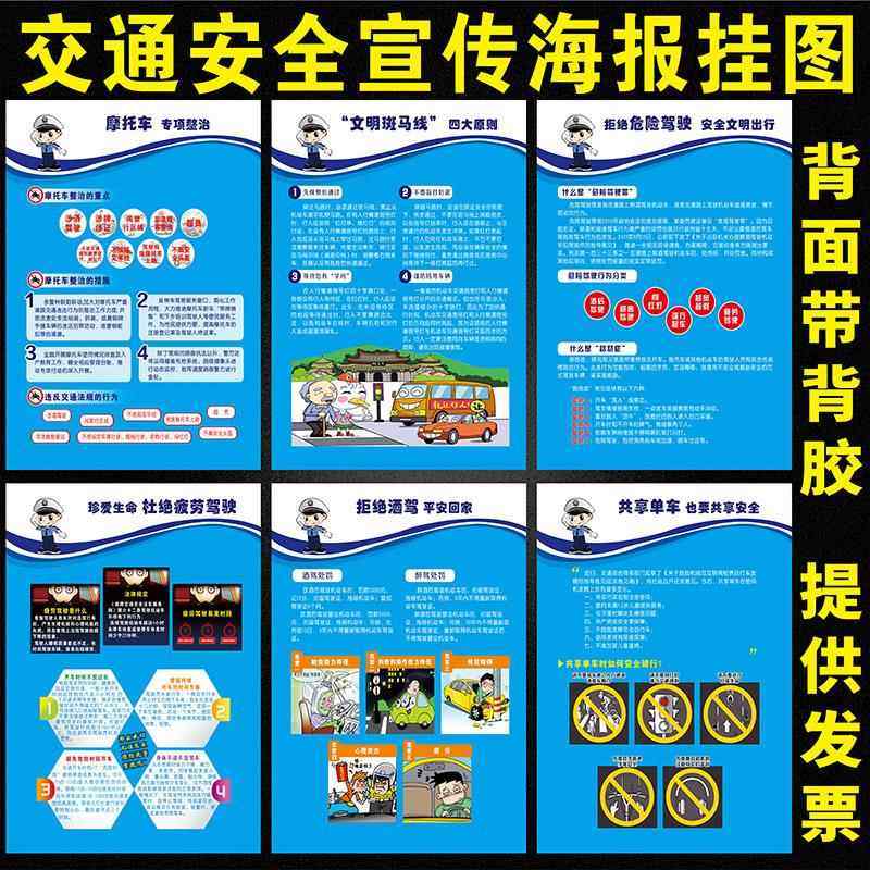 交通安全知识海报 安全驾驶宣传画 文明出行安全驾驶标语挂图展板