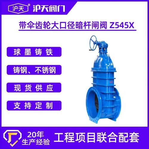 阀门球墨铸铁市政大口径软密封带伞齿轮暗杆闸阀Z545XDN1400