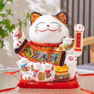 电动摇手招财猫摆件开业店铺开业礼品玄关电视柜家居乔迁发财猫