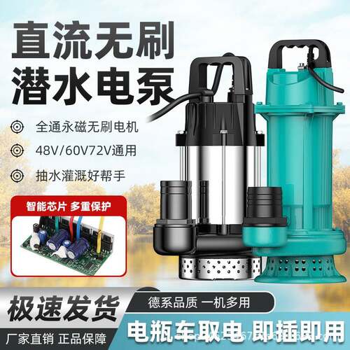 永磁无刷直流潜水泵大流量1寸2寸3寸4寸直流泵48V60V电动车抽水泵