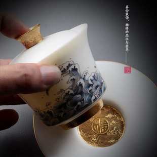 羊脂玉白瓷主人杯单个茶杯功夫茶盏个人专用品茗杯闻香杯