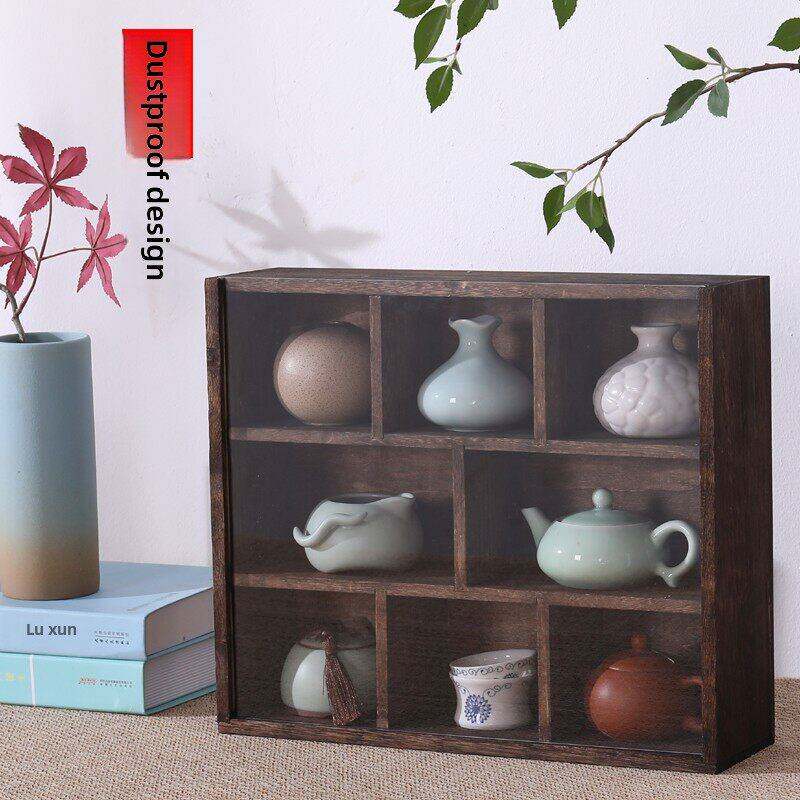 烧桐木博古架实木中式小多宝阁紫砂茶壶茶具架子置物架摆件展示架