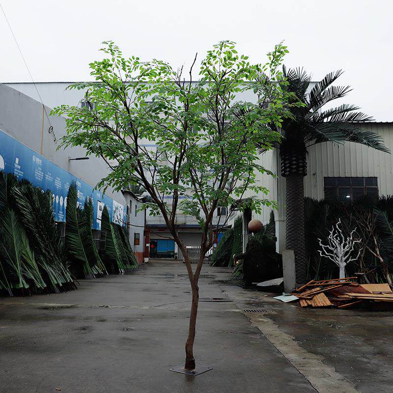 仿真槐树假榆树室内外庭院真木杆装饰新款假树塑胶叶园林景观造景