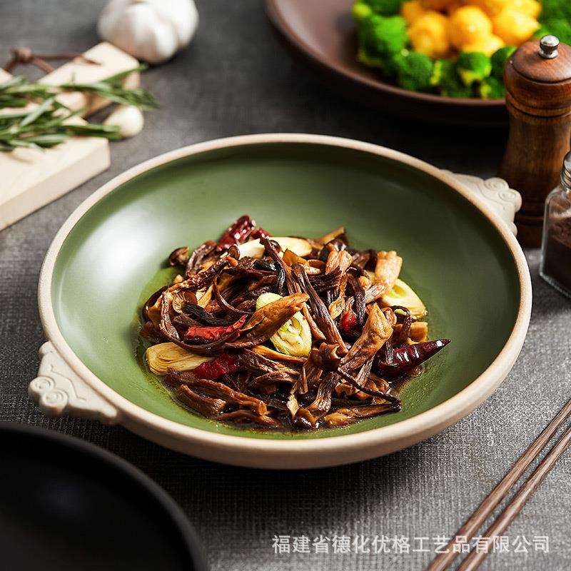 干锅牛蛙专用锅家用陶瓷餐具酒精块明火加热装菜盘餐厅饭店商用