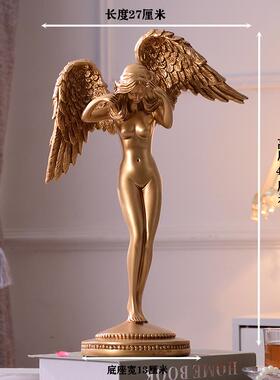 高档轻奢现人软装家饰品创意居客厅房代间电视柜美容院美女天使体
