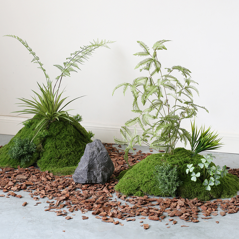 仿真绿植造景室内蕨类植物装饰组合楼梯过道阳台苔藓景观软装设计