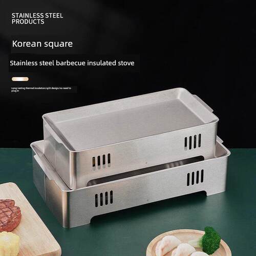 不锈钢烧烤隔热炉商业餐厅蜡烛加热板烧烤架加热烤串炉矩形