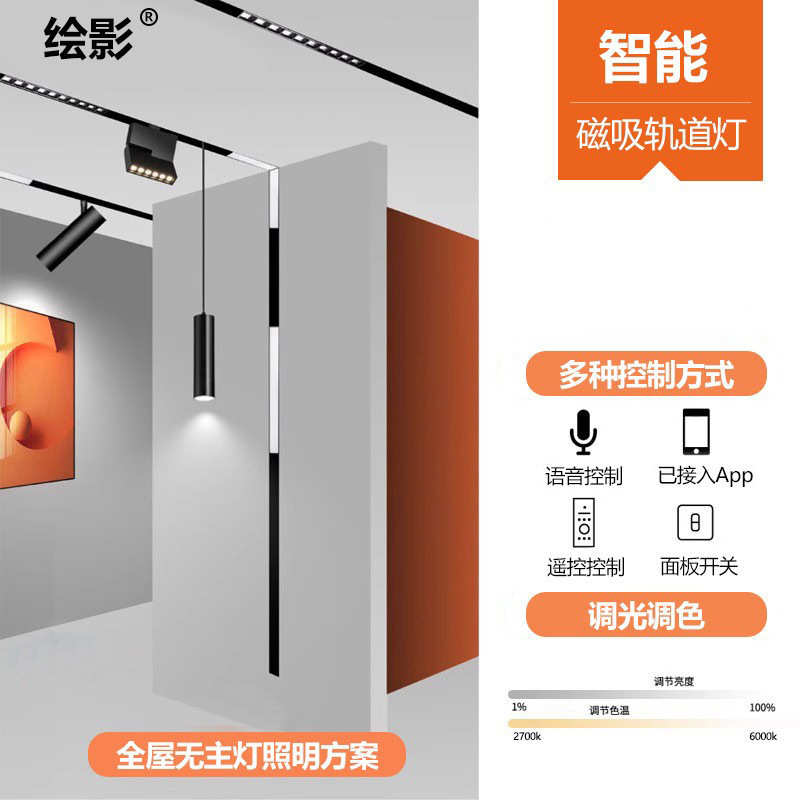 灯吸泛智能装明暗客厅轨道线条卧室光灯嵌入式家用无主磁批发灯