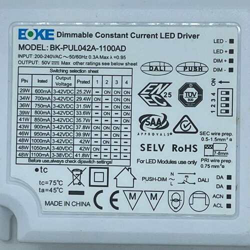 DALI 调光 PUSH 调光 41.8W 36V 1100ma29-42W 拨码 柏科BOKE