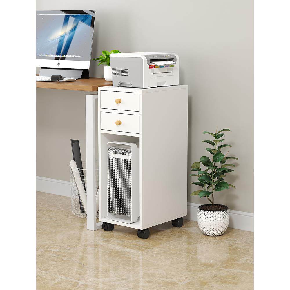 桌 边可移动落地带门主机柜收纳柜子台式带锁电脑主机架打印机架子