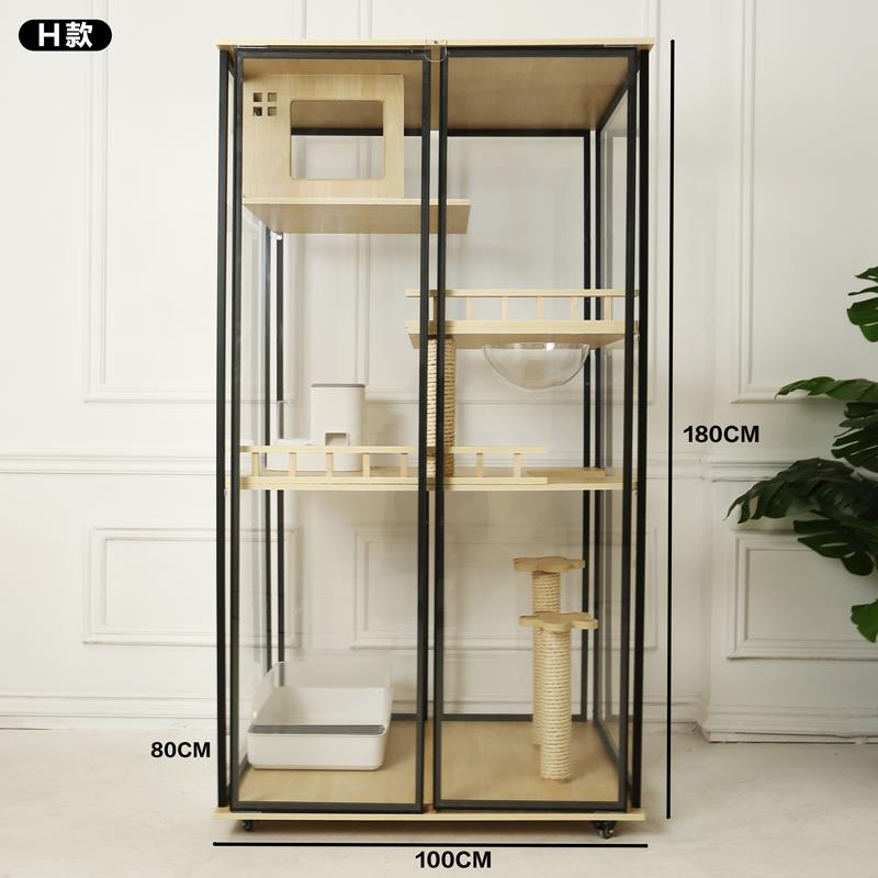 正品猫窝咪猫别墅大家用猫笼子实木猫豪别墅型室内猫柜全景华玻璃