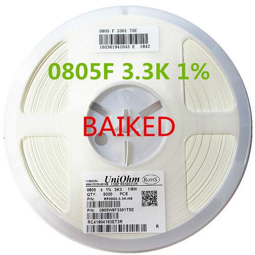0805 1% 3K3 3.3K 3301 1/8W RF0805-3.3K-HS 5000只=1盘