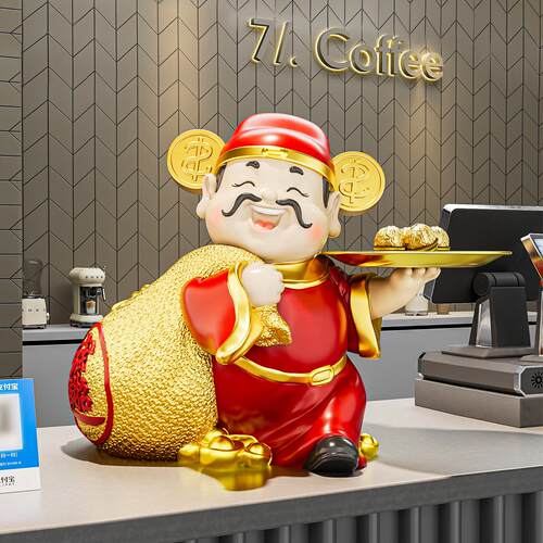 财神爷摆件新店开业大吉礼物高档店铺前台收银台玄关收纳乔迁礼品