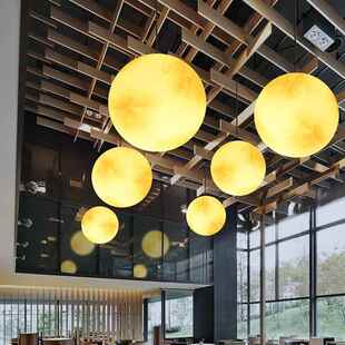 饰氛发光OKI月 大号月灯民宿球厅超商场酒吧餐围星球灯户外球形装