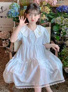 NEXT GJLG 女童夏装洋装2025新款儿童花边中大童泡泡袖公主裙子