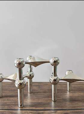 创意轻奢三脚烛台酒店派对晚餐西餐厅蜡烛台合金装饰摆件