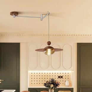 法式桌中古风餐复厅吊799灯古胡桃木色餐桌吧灯创意个性艺术饭台