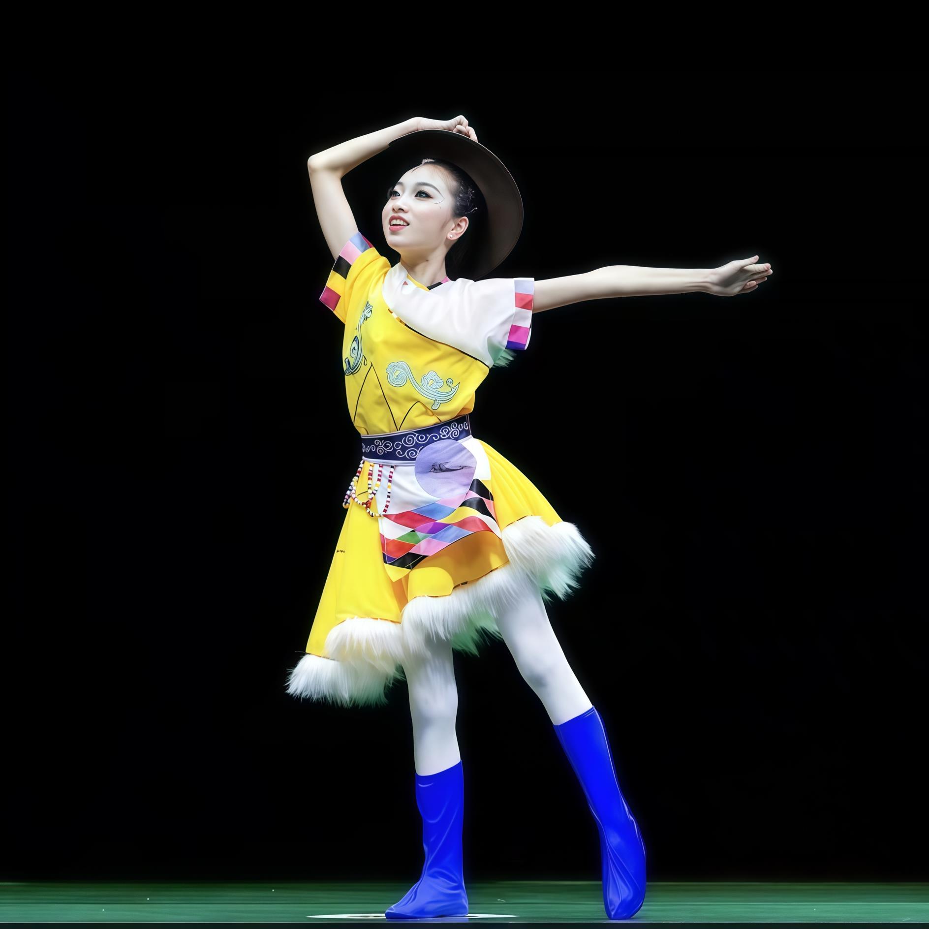 新款牧民新歌舞蹈服少数民族藏族艺考表演服牧童扎西儿童演出服饰
