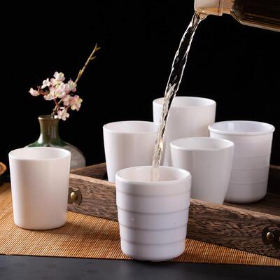 三聚氰胺白杯火锅店酒店餐厅水杯塑料餐具防摔杯商业茶杯20祇