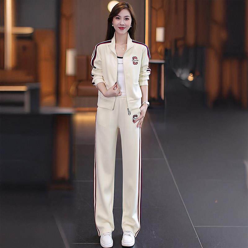 休闲运动服套装女2026春秋新款洋气显瘦立领外套阔腿裤时尚两件套