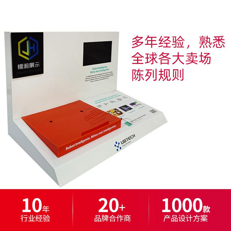 彩色亚克力展示台带lcd广告视频播放陈列架数码产品桌面展示架