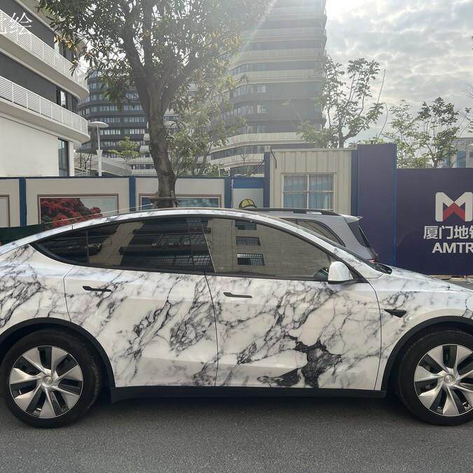 汽车彩绘涂装车身改色膜赛车赛道汽车贴膜4S店新车大理石改色贴膜
