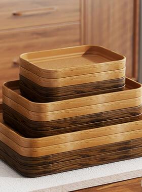 日式加厚托 托盘长方形家用放茶杯塑料蛋糕水果零食盘商用饭厅备