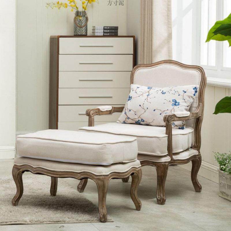 沙发法式休闲椅北欧小户型布艺高背椅子轻奢凳老美式单人欧式田园