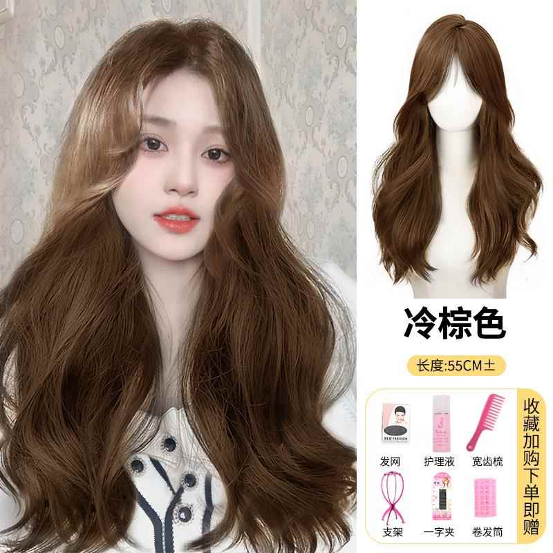 新款假发女长发无痕形全套头式仿真发全真人发羊毛卷隐卷大波浪假