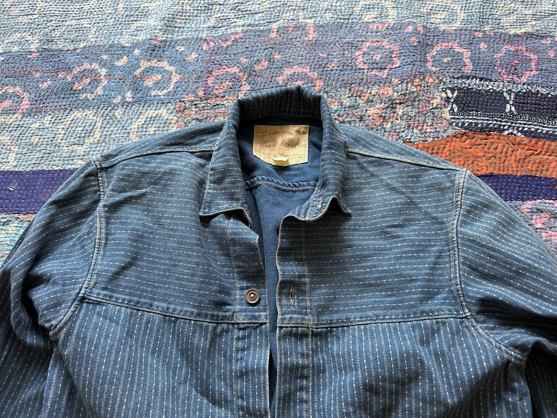 RRL Wabash Stripe Denim Jacket — detail