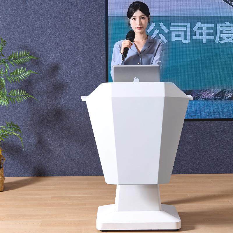 气动升降演讲台办公室会议室发言台简约现代前台接待台讲台演讲桌