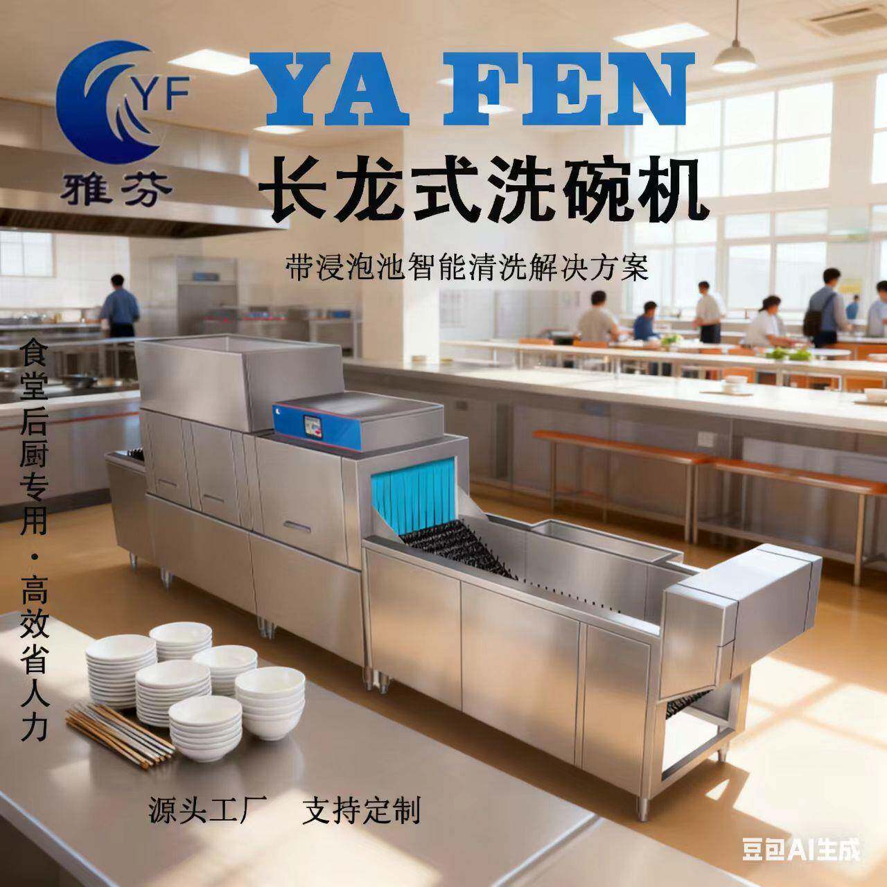 带浸泡池洗碗机大型工厂学校酒店餐具高效洗碗洗碟机器洗涤剂专