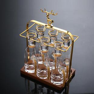 白酒杯架新中式高档分酒器杯架家用酒具专用实木底托架子白酒杯架