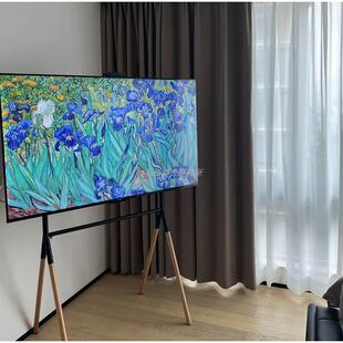 覆古简约电视机落地支架实木中古可移动立式挂架55/65/75英寸架子