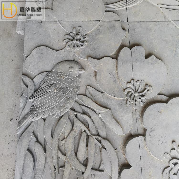 晚霞红汉白玉浮雕壁画大理石浮雕石头壁画天然石材别墅中式庭院