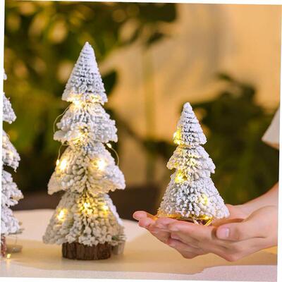 flocked cedar tabletop Christmas tree decoration ornament