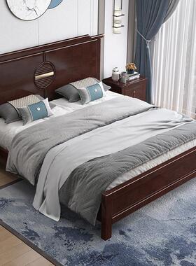 新中式实木床橡木.高箱床1.5米18m双床经AXK人济型现主在中式卧婚