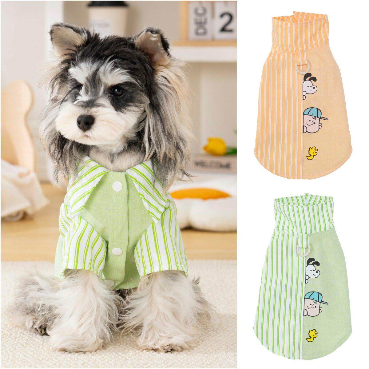 宠物猫咪狗狗衣服小型犬雪纳瑞比熊泰迪衬衣T恤春装夏季薄款衬衫