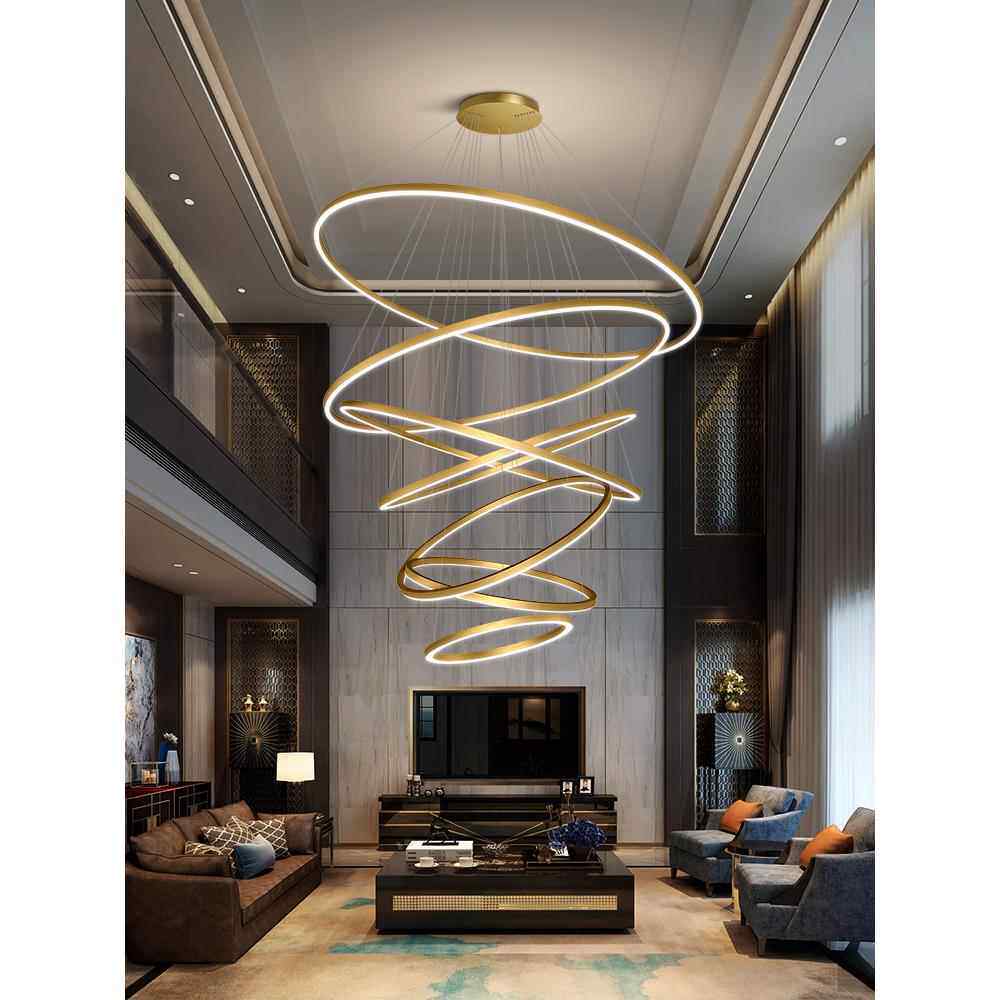 复式楼大吊灯挑空客厅吊灯别墅楼梯灯轻奢跃层挑高楼中楼大厅吊灯