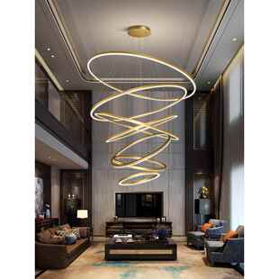 复式楼大吊灯挑空客厅吊灯别墅楼梯灯轻奢跃层挑高楼中楼大厅吊灯