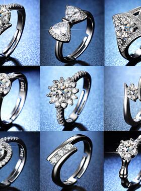 巨好看的戒指女轻奢高级感仿真莫桑石女求婚一克拉六爪钻戒多款货