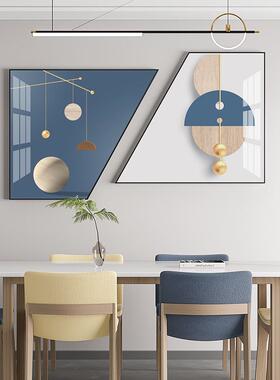 现代新中式创餐厅装饰画厅WAA墙面餐桌意形饭组合壁画客厅暖梯居