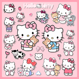 卡通可爱hellokitty笔记本电脑贴纸行李箱，手机头盔ipad装饰贴画