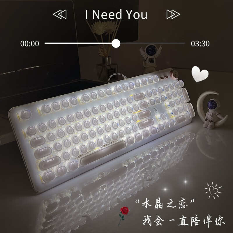 前行者K520真机械键盘朋克女生办公台式电脑通用有线鼠标套装青轴