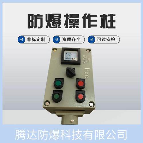 防爆操作柱二灯二钮一表一开 挂式就地操作箱厂家LBZ-A2D2K1B1